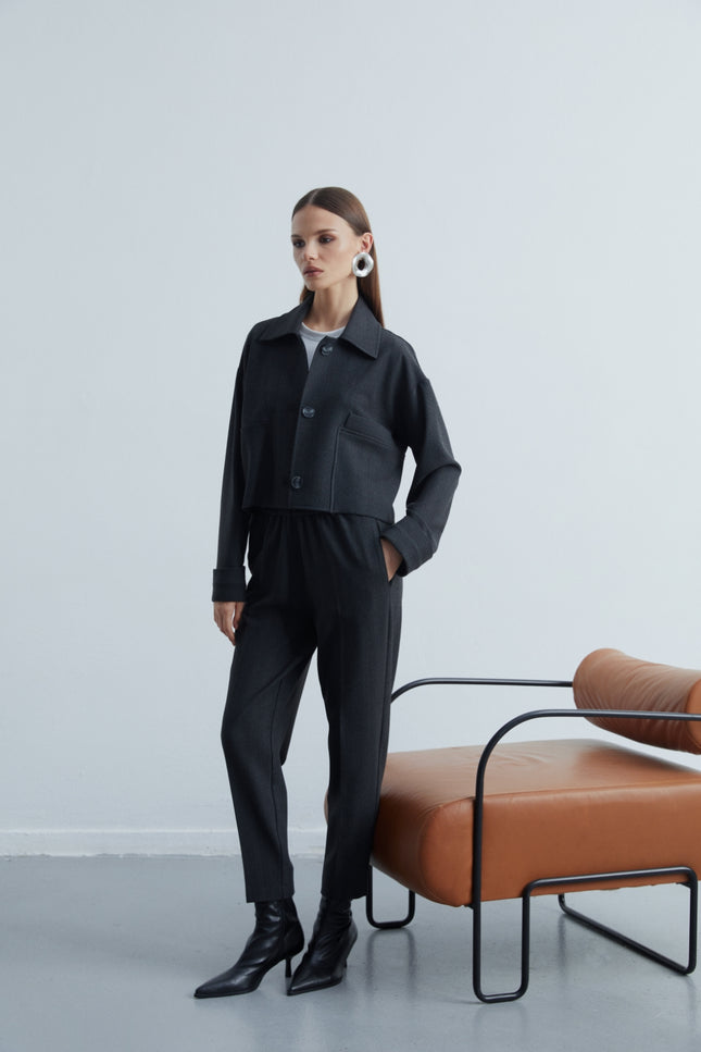 Timeless Beli Lastikli Boru Paça Dokulu Pantolon