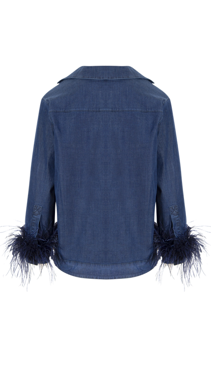 Kot Kol Tüylü Lacivert Gömlek