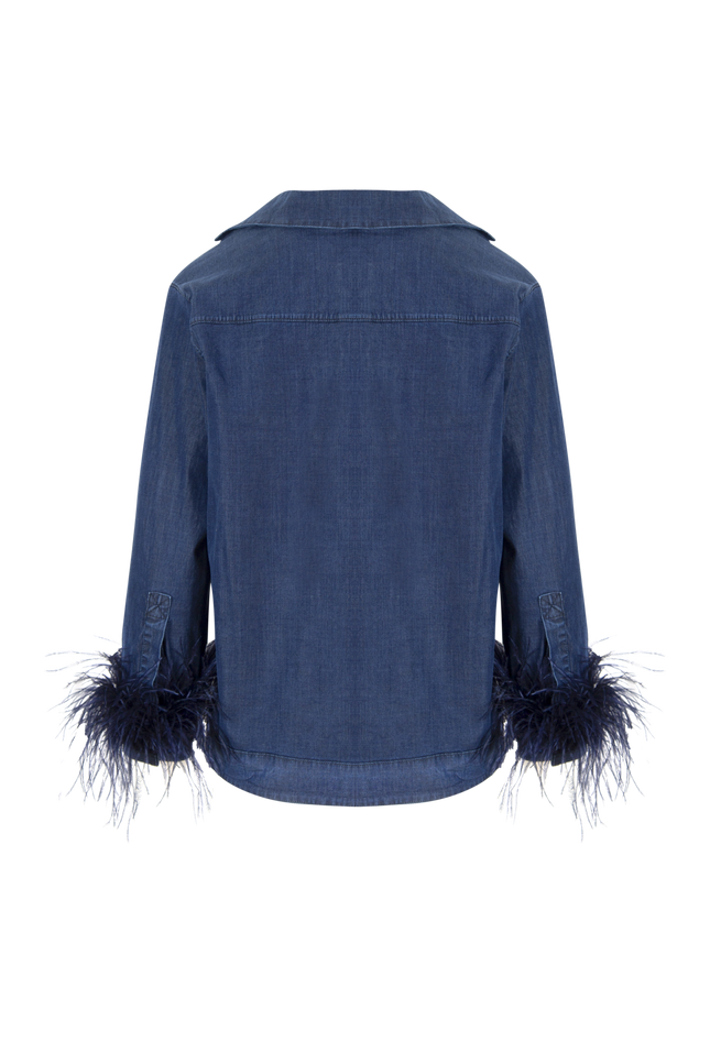 Kot Kol Tüylü Lacivert Gömlek