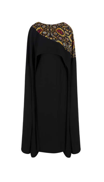 Zo Pelerinli Siyah Elbise Uzun