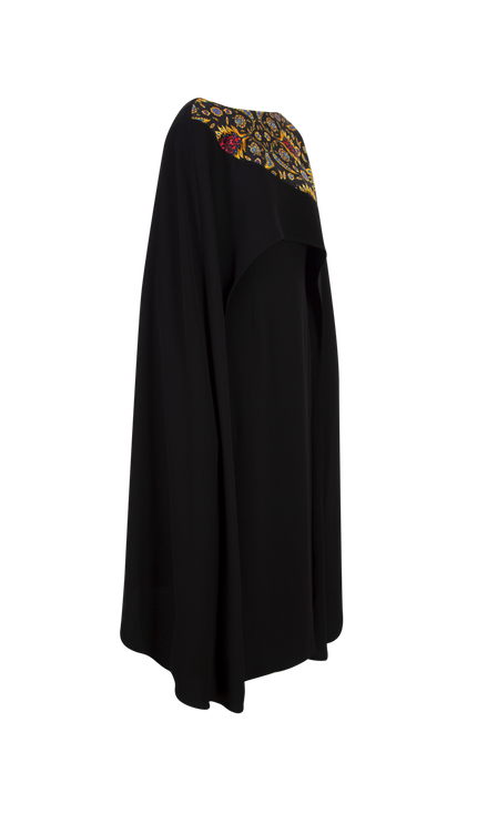 Zo Pelerinli Siyah Elbise Uzun