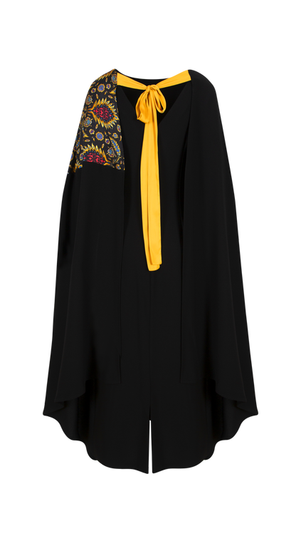 Zo Pelerinli Siyah Elbise Uzun