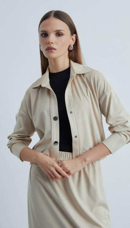 Velvet Süet Yandan Yırtmaçlı Etek