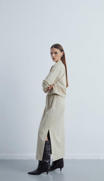 Velvet Süet Yandan Yırtmaçlı Etek