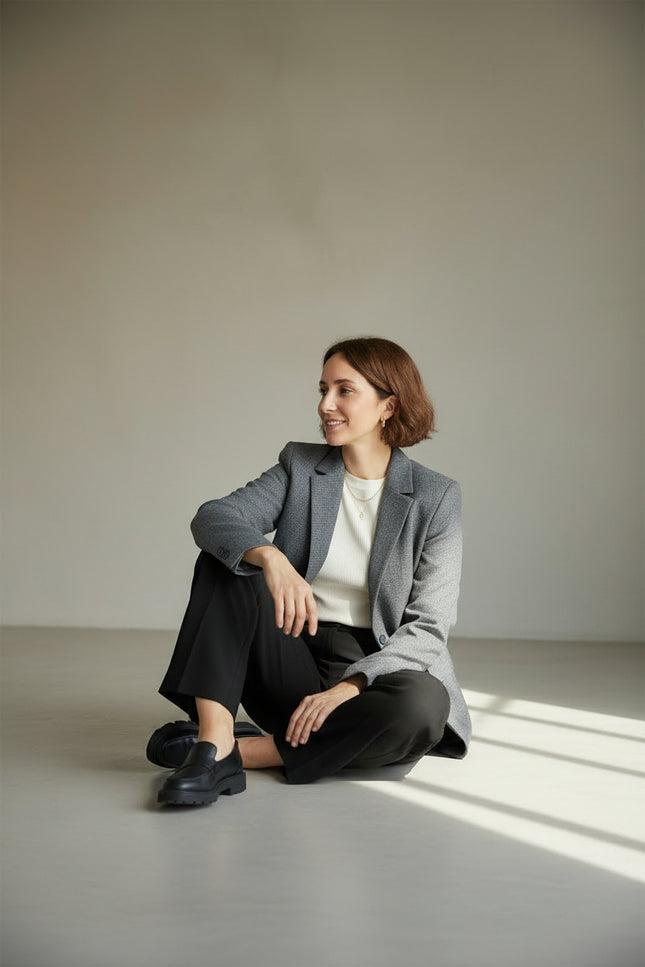 The Azure - Kuşgözü Yün Karışımlı Modern Blazer Ceket