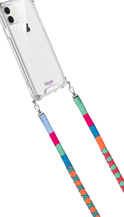 El Örgüsü Yassı Deri Ayarlanabilir Telefon Ve Çanta Askısı Mint Green - Gök Mavisi