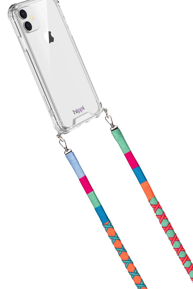 El Örgüsü Yassı Deri Ayarlanabilir Telefon Ve Çanta Askısı Mint Green - Gök Mavisi