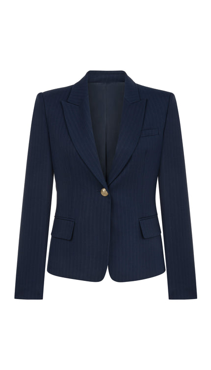 Actors Slim Fit Kısa Boy Takma Kol Ceket Yaka Lacivert Ceket