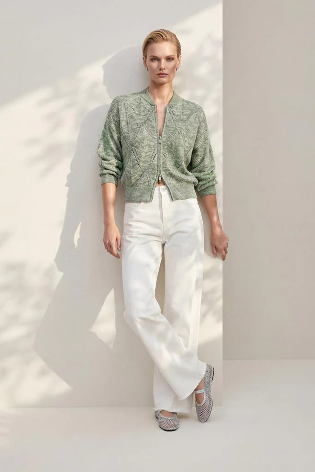 Ajurlu Yeşil Bomber Ceket