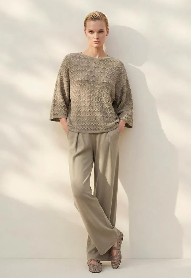 Bisiklet Yaka Desenli Vizon Bluz