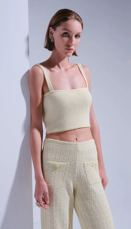 Çıkarılabilir Askılı Sarı Crop Top