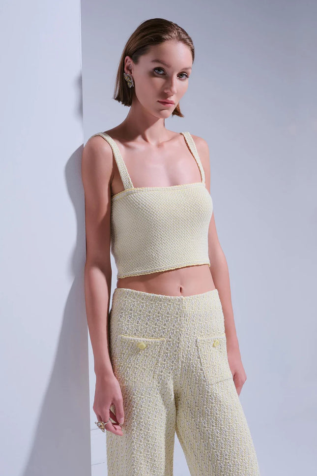 Çıkarılabilir Askılı Sarı Crop Top