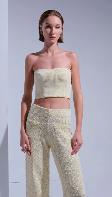 Çıkarılabilir Askılı Sarı Crop Top