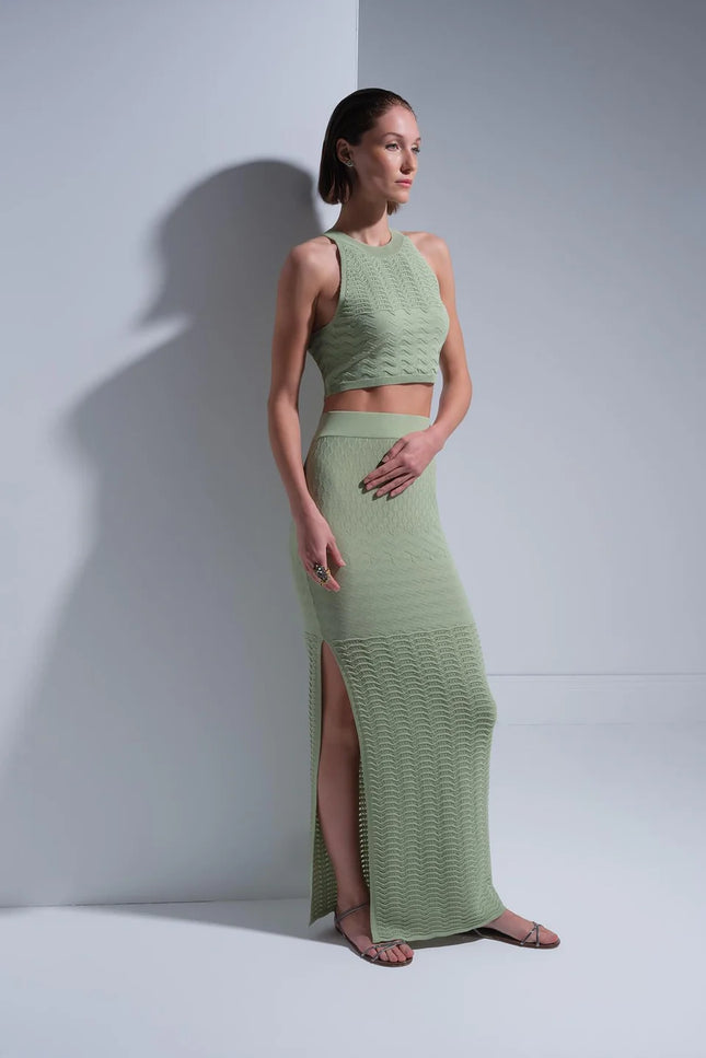 Halter Yaka Yeşil Crop Top