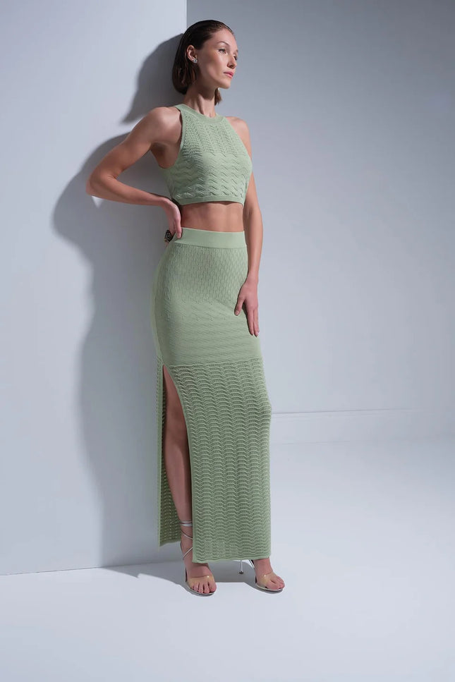 Halter Yaka Yeşil Crop Top