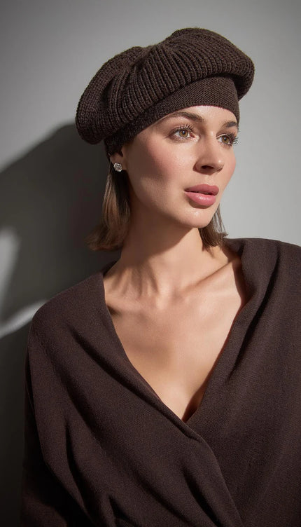 Kruvaze Yaka Kahverengi Triko Kazak