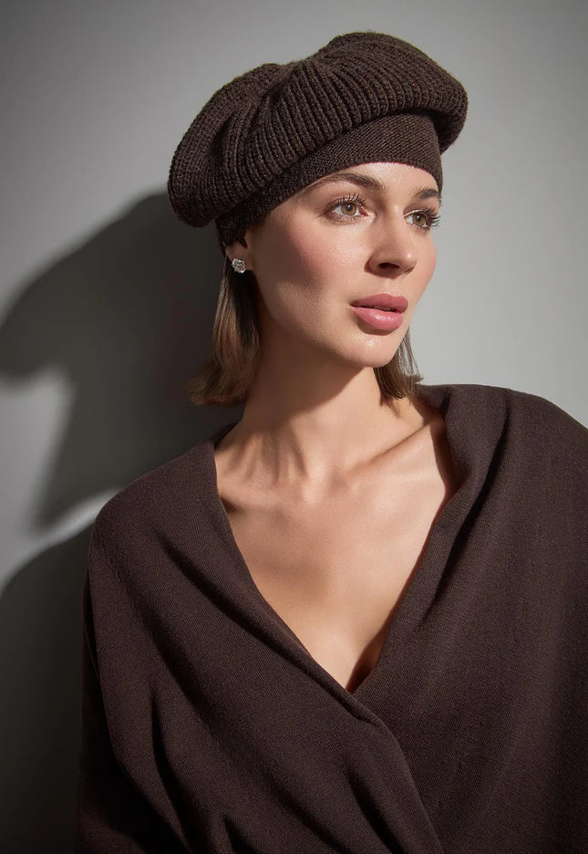 Kruvaze Yaka Kahverengi Triko Kazak