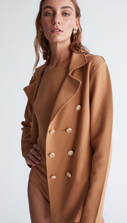 Styleboom X Peraluna KATHERINE BLAZER Çelik Örgü Klasik Kesim Düğmeli Blazer Kadın Triko Ceket - Siyah