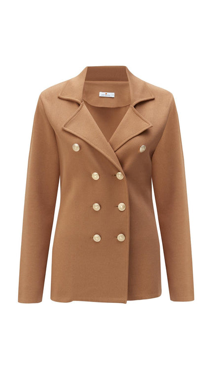 Styleboom X Peraluna KATHERINE BLAZER Çelik Örgü Klasik Kesim Düğmeli Blazer Kadın Triko Ceket - Siyah