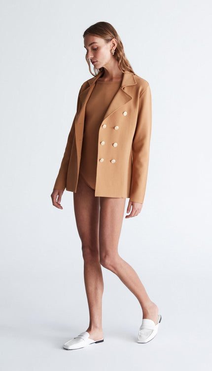 Styleboom X Peraluna KATHERINE BLAZER Çelik Örgü Klasik Kesim Düğmeli Blazer Kadın Triko Ceket - Siyah