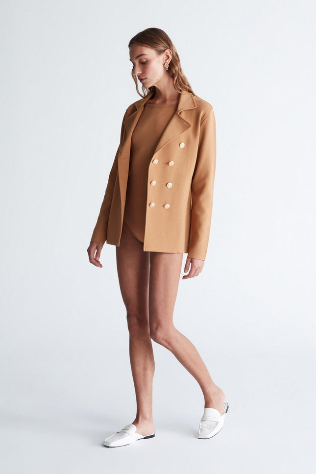 Styleboom X Peraluna KATHERINE BLAZER Çelik Örgü Klasik Kesim Düğmeli Blazer Kadın Triko Ceket - Siyah