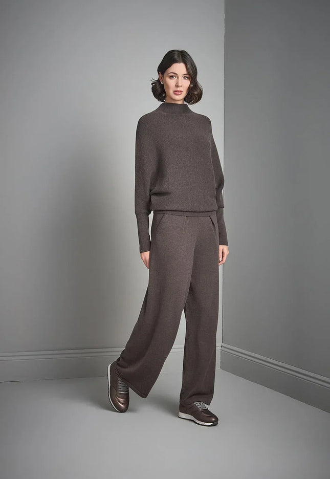 Pileli Bol Paça Triko Pantolon