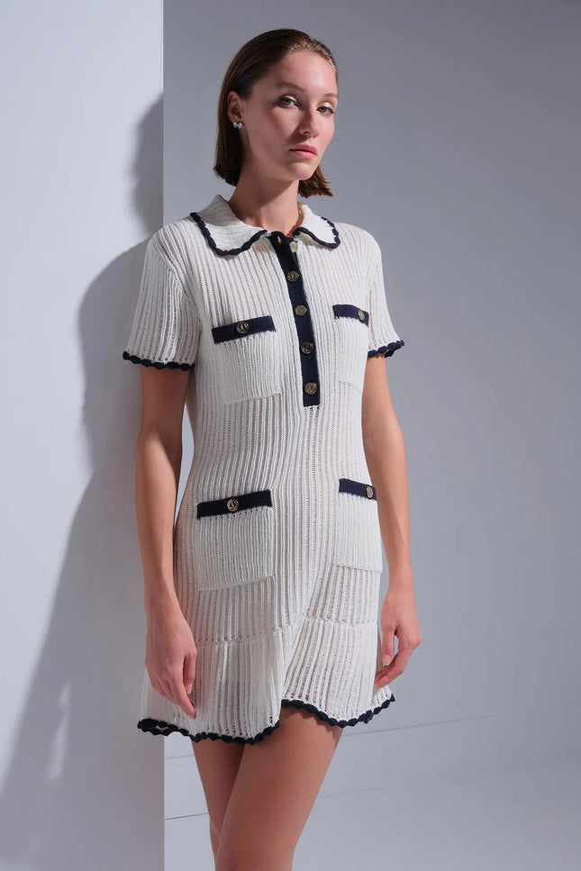 Polo Yaka Cep Detaylı Mini Elbise