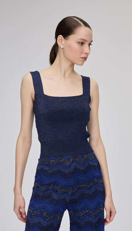 Simli Kare Yaka Crop Top
