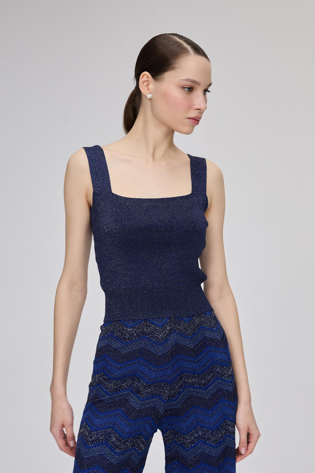 Simli Kare Yaka Crop Top
