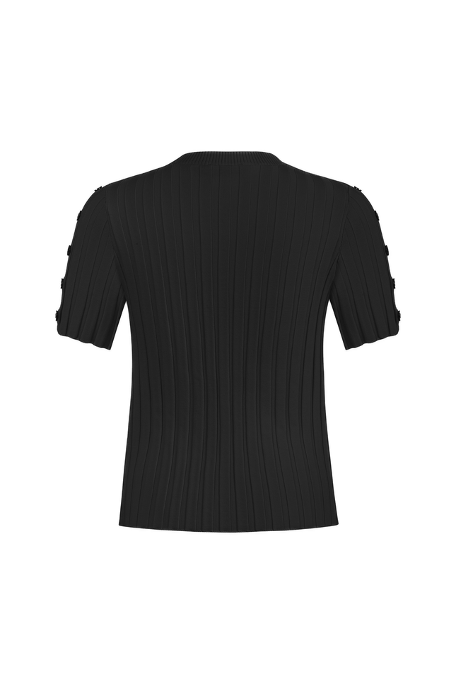 Triko Slim Fit Standart Boy Takma Kol Bisiklet Yaka Siyah Bluz