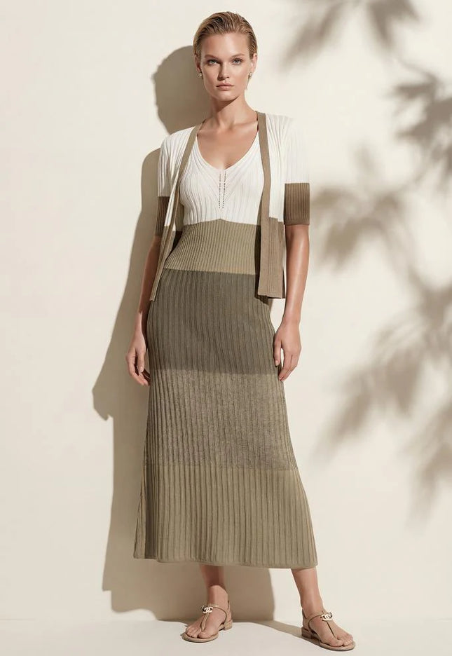 V Yaka Renk Bloklu Multi Hırka